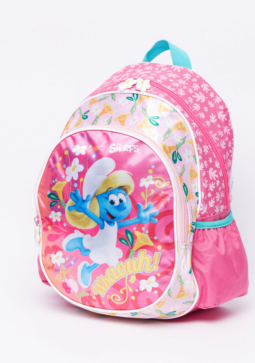 The Smurfs Printed Backpack with Zip Closure-Backpacks-image-0