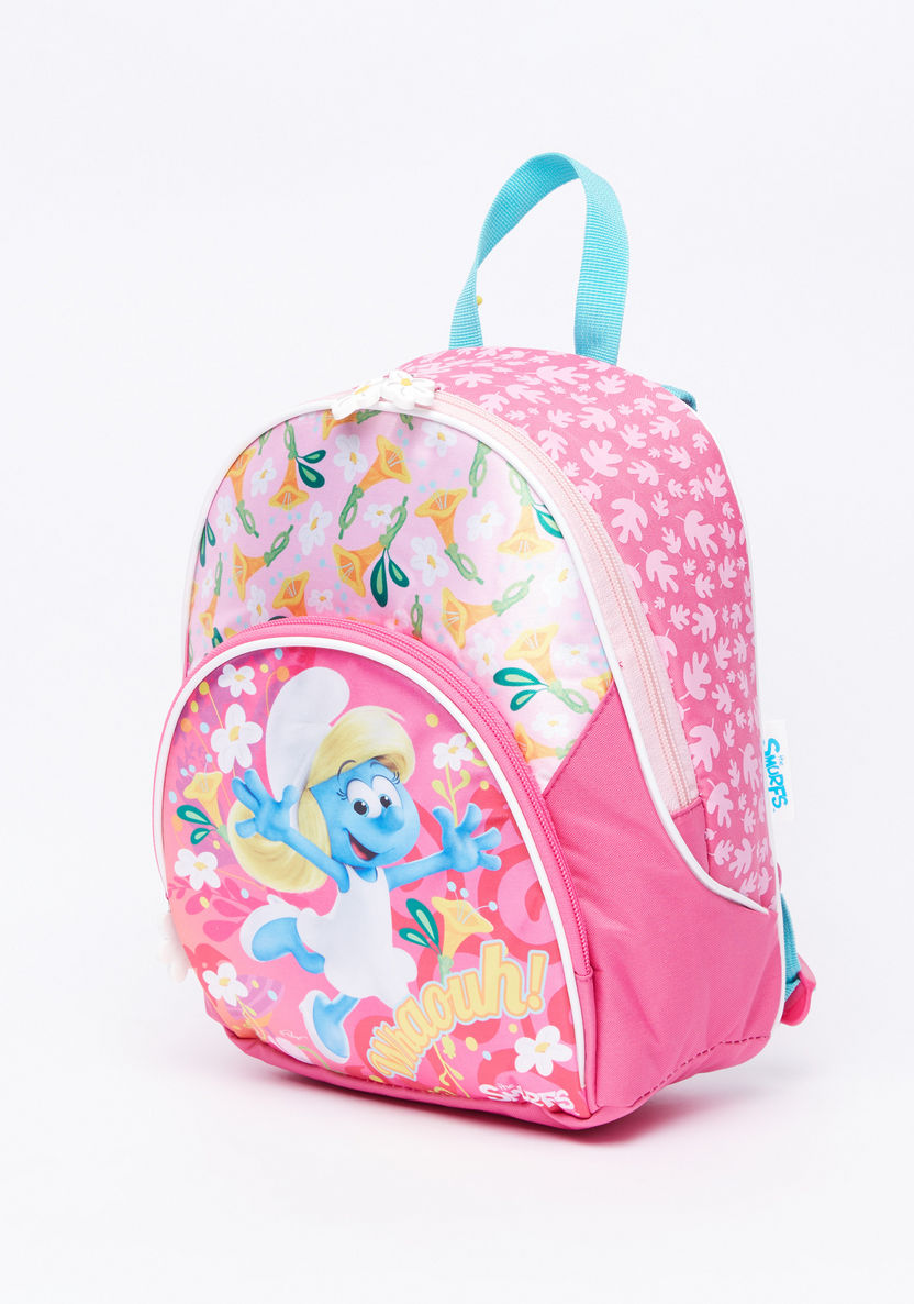 The Smurfs Printed Insulated Backpack with Zip Closure-Backpacks-image-0