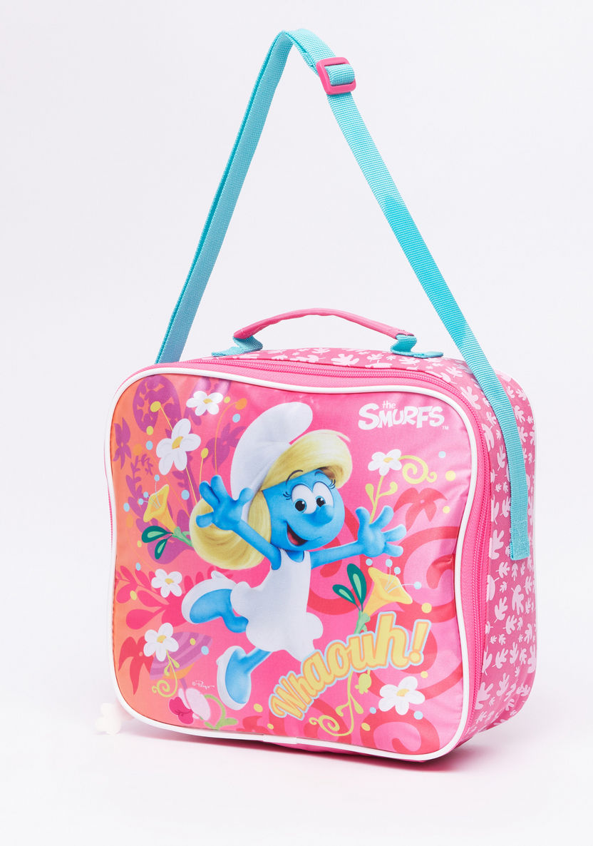 The Smurfs Printed Insulated Lunch Bag with Zip Closure-Lunch Bags-image-0