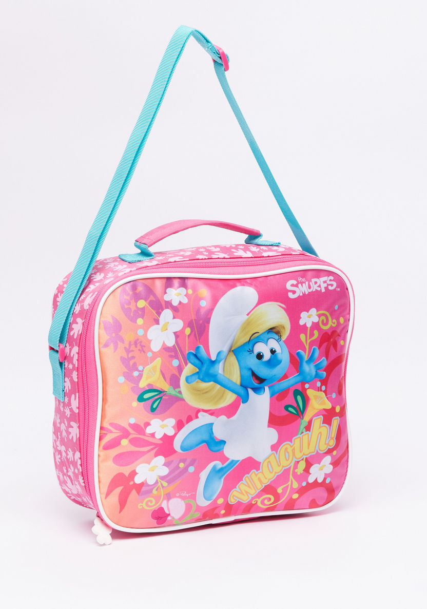 The Smurfs Printed Insulated Lunch Bag with Zip Closure-Lunch Bags-image-1