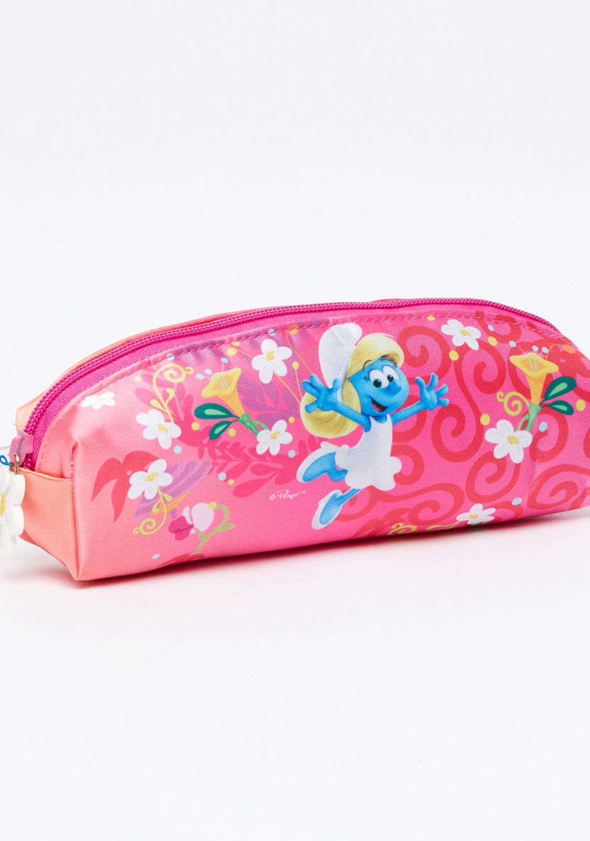 The Smurfs Printed Pencil Case with Zip Closure-Pencil Cases-image-0