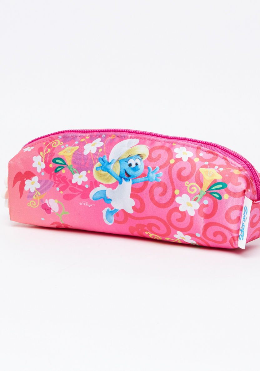 The Smurfs Printed Pencil Case with Zip Closure-Pencil Cases-image-1