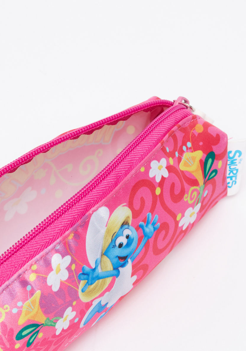 The Smurfs Printed Pencil Case with Zip Closure-Pencil Cases-image-4
