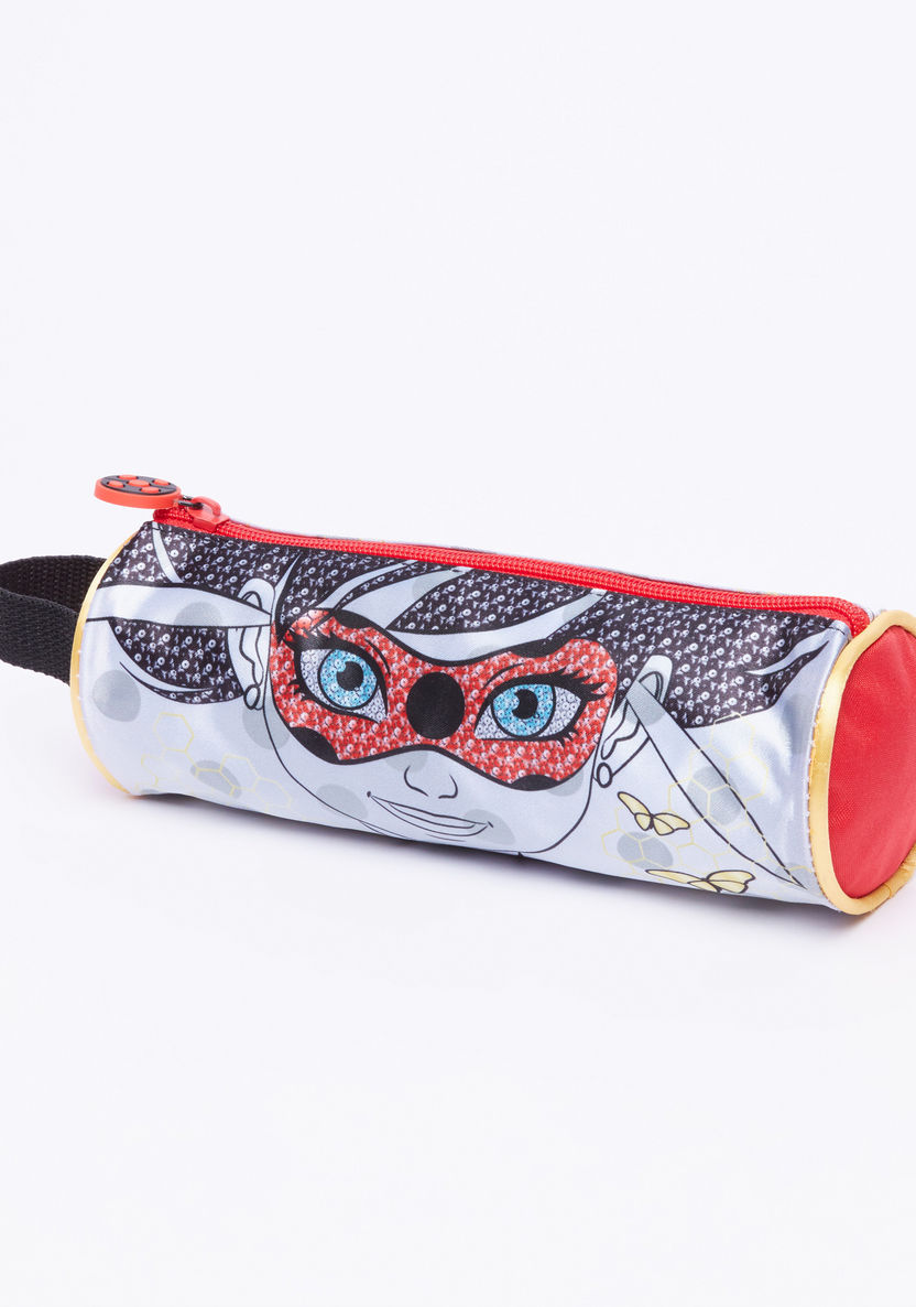 Miraculous Ladybug Printed Round Pencil Case with Zip Closure-Pencil Cases-image-0