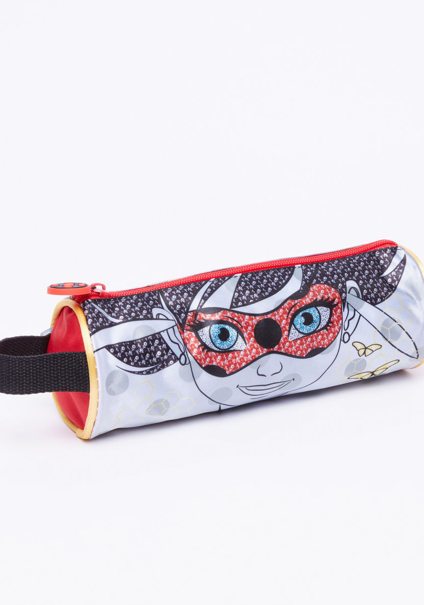Miraculous Ladybug Printed Round Pencil Case with Zip Closure-Pencil Cases-image-1