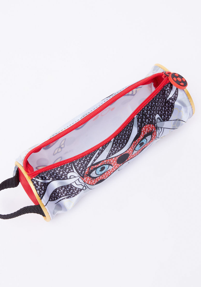 Miraculous Ladybug Printed Round Pencil Case with Zip Closure-Pencil Cases-image-4