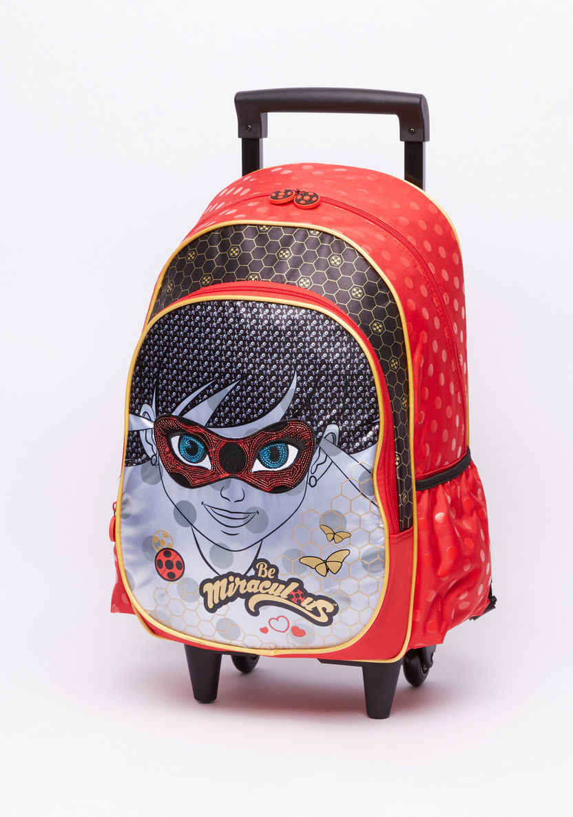 Miraculous Ladybug Printed Trolley Backpack with Zip Closure-Trolleys-image-0