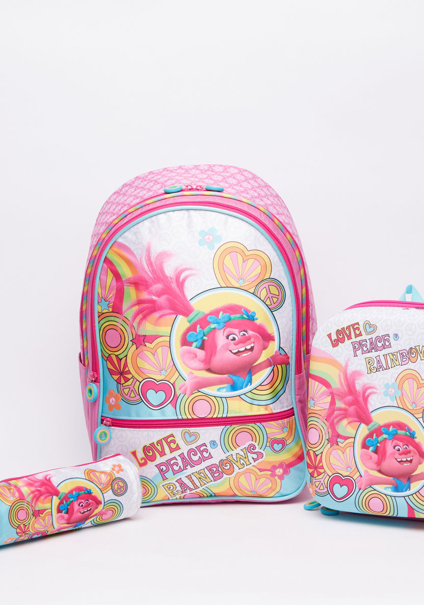Trolls Printed Mini Lunch Backpack with Zip Closure-Lunch Bags-image-4