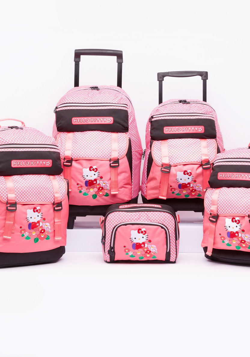 Hello Kitty Printed Trolley Backpack with Zip Closure-Trolleys-image-5