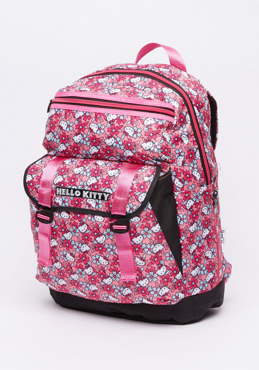 Hello Kitty Printed Backpack with Zip Closure and Adjustable Straps-Backpacks-image-0