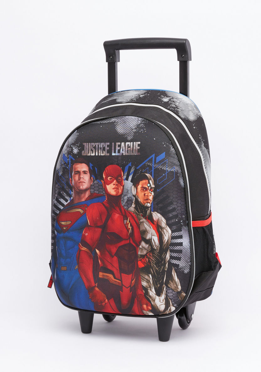 Justice League Printed Trolley Backpack with Zip Closure-Trolleys-image-0