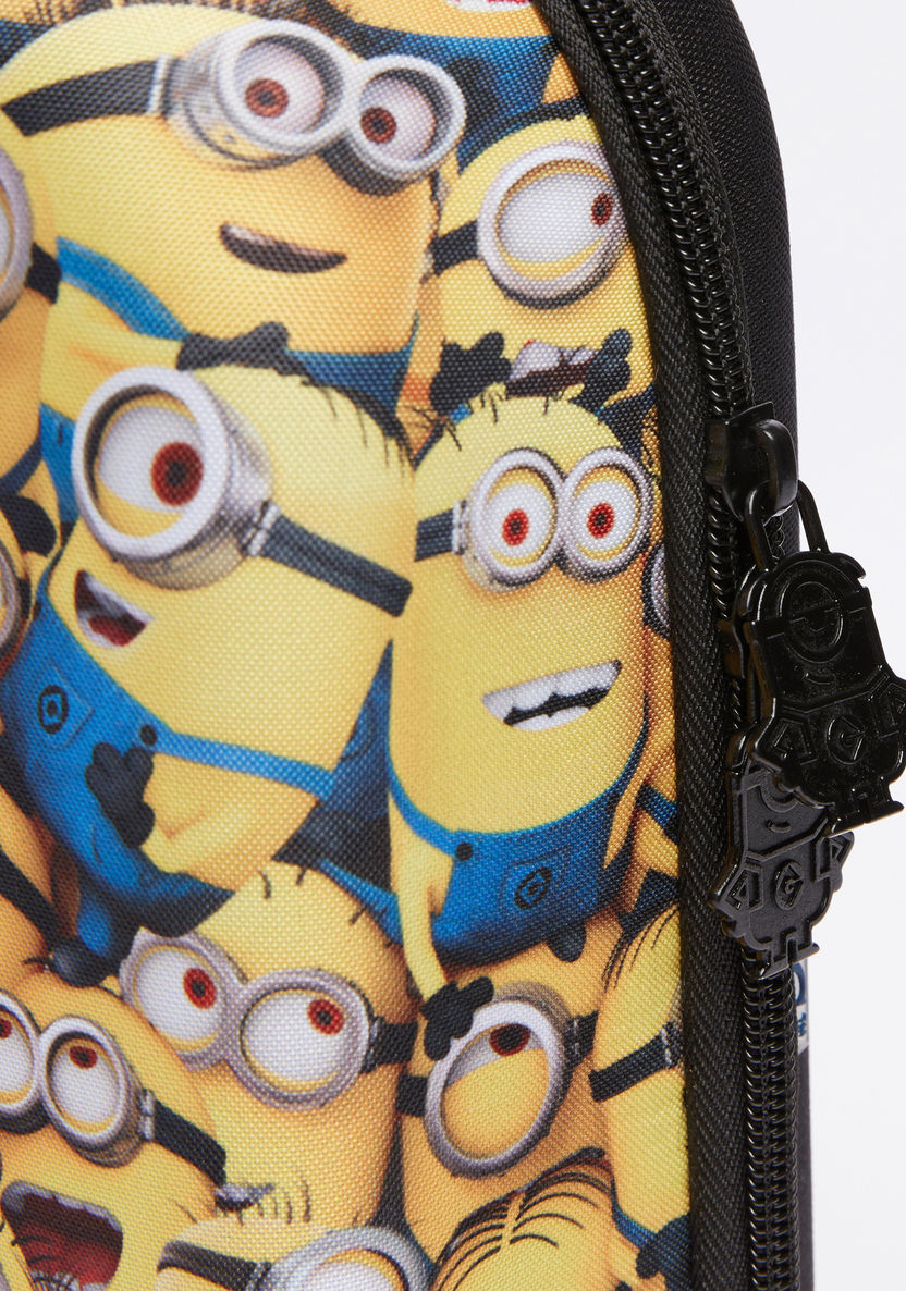 Minions Printed Hard Case Lunch Backpack with Zip Closure-Backpacks-image-2