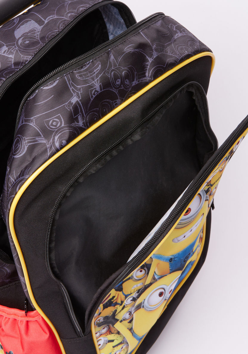 Minions Printed Trolley Backpack with Zip Closure-Trolleys-image-4