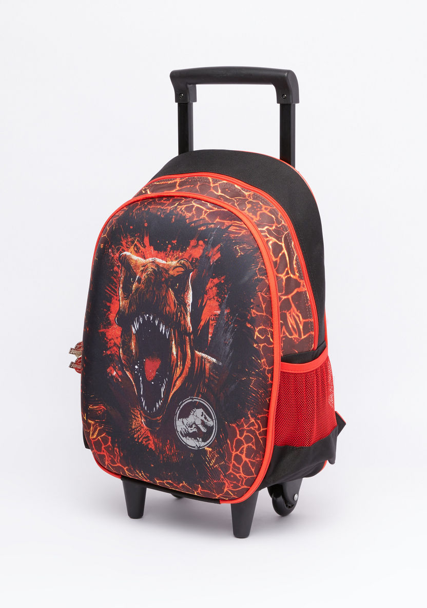 Jurassic World Printed Trolley Backpack with Zip Closure-Trolleys-image-0