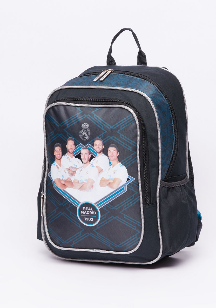 Real Madrid Printed Backpack with Zip Closure-Backpacks-image-0
