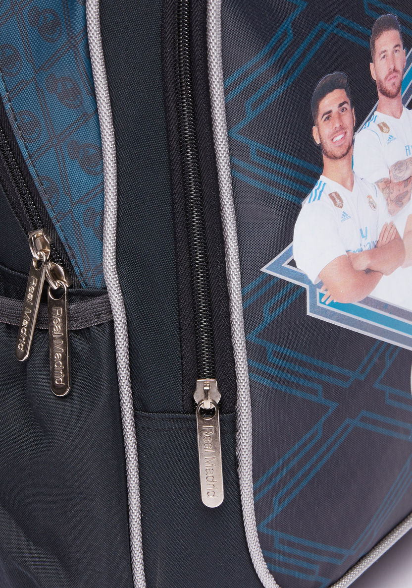 Real Madrid Printed Backpack with Zip Closure-Backpacks-image-2