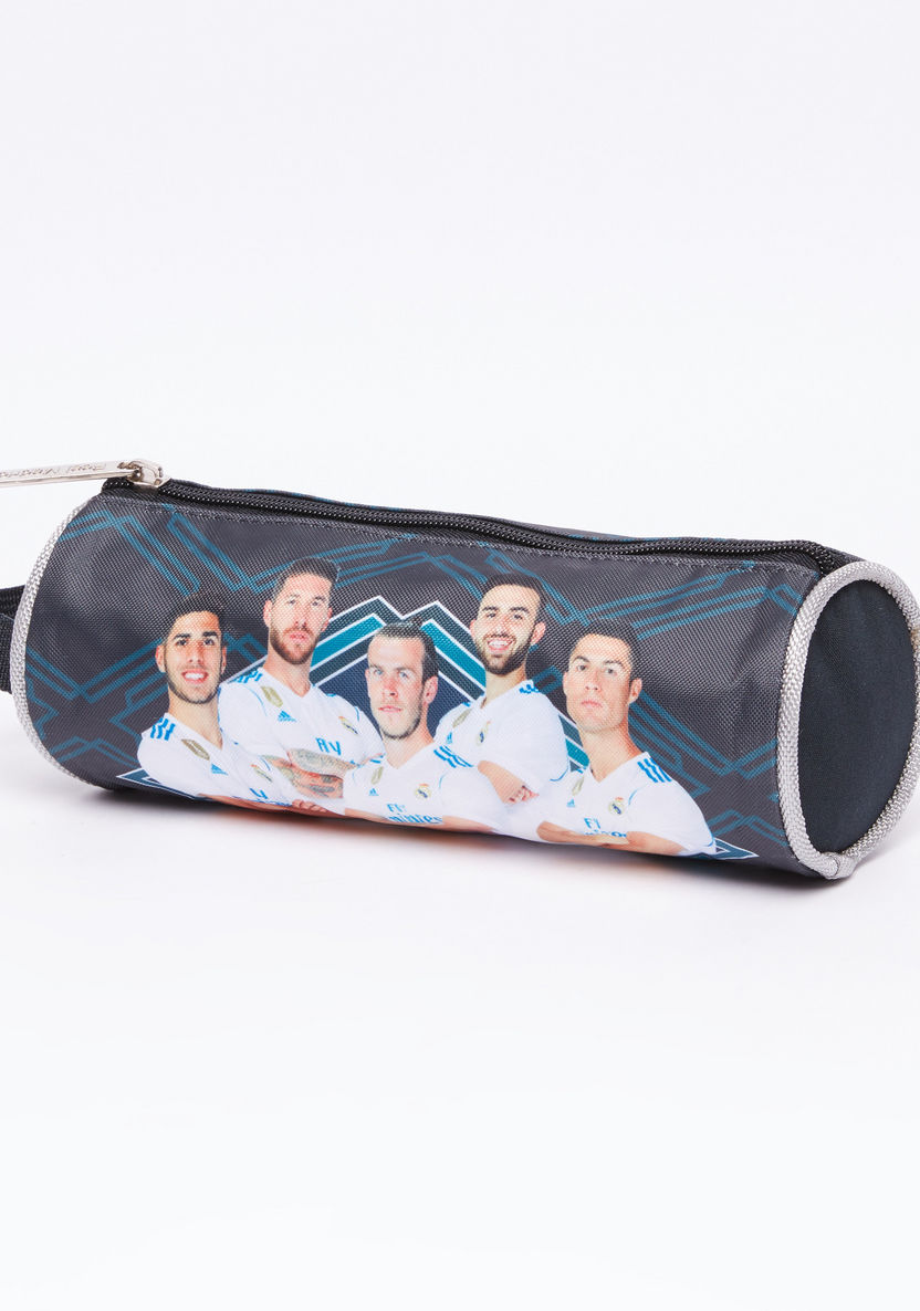 Real Madrid Printed Pencil Case with Zip Closure-Pencil Cases-image-1