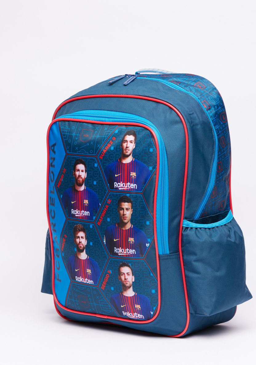 FC Barcelona Printed Backpack with Zip Closure-Backpacks-image-0