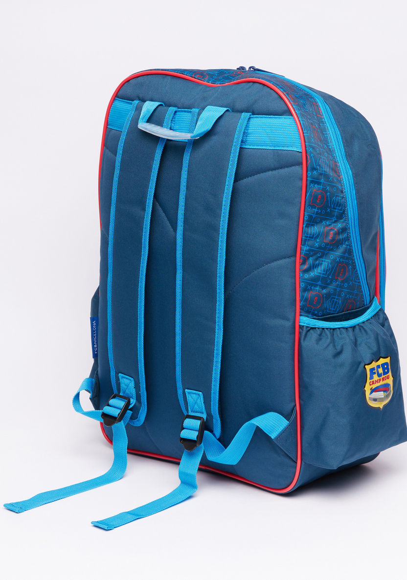 FC Barcelona Printed Backpack with Zip Closure-Backpacks-image-1