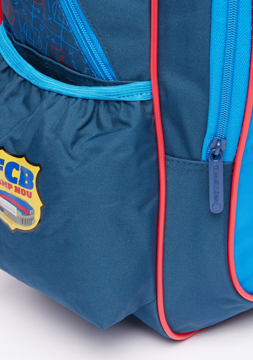 FC Barcelona Printed Backpack with Zip Closure-Backpacks-image-2