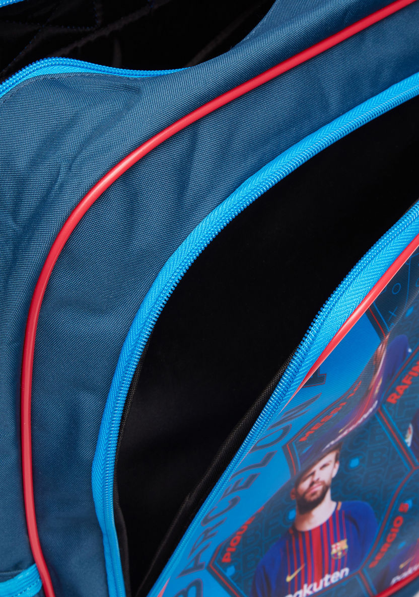 FC Barcelona Printed Backpack with Zip Closure-Backpacks-image-3