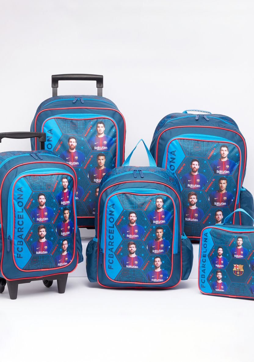 FC Barcelona Printed Backpack with Zip Closure-Backpacks-image-4