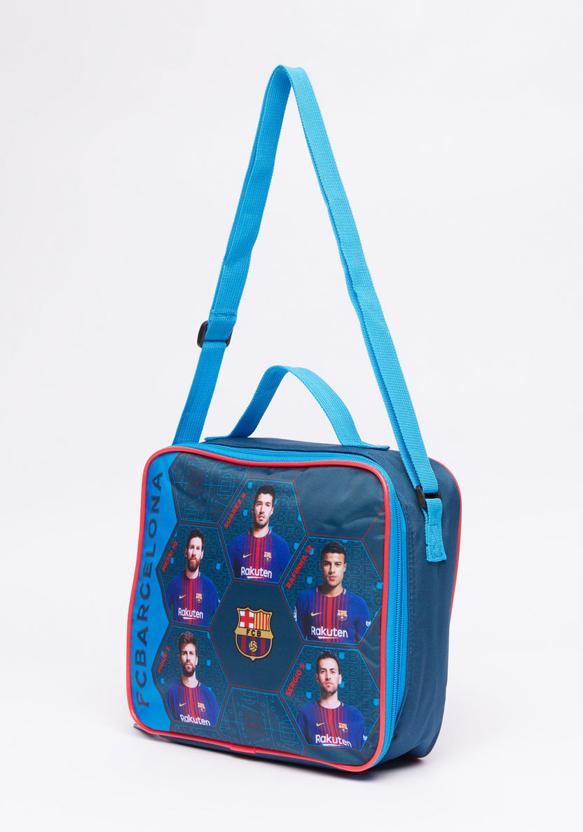 FC Barcelona Printed Lunch Bag with Zip Closure and Strap-Lunch Bags-image-0