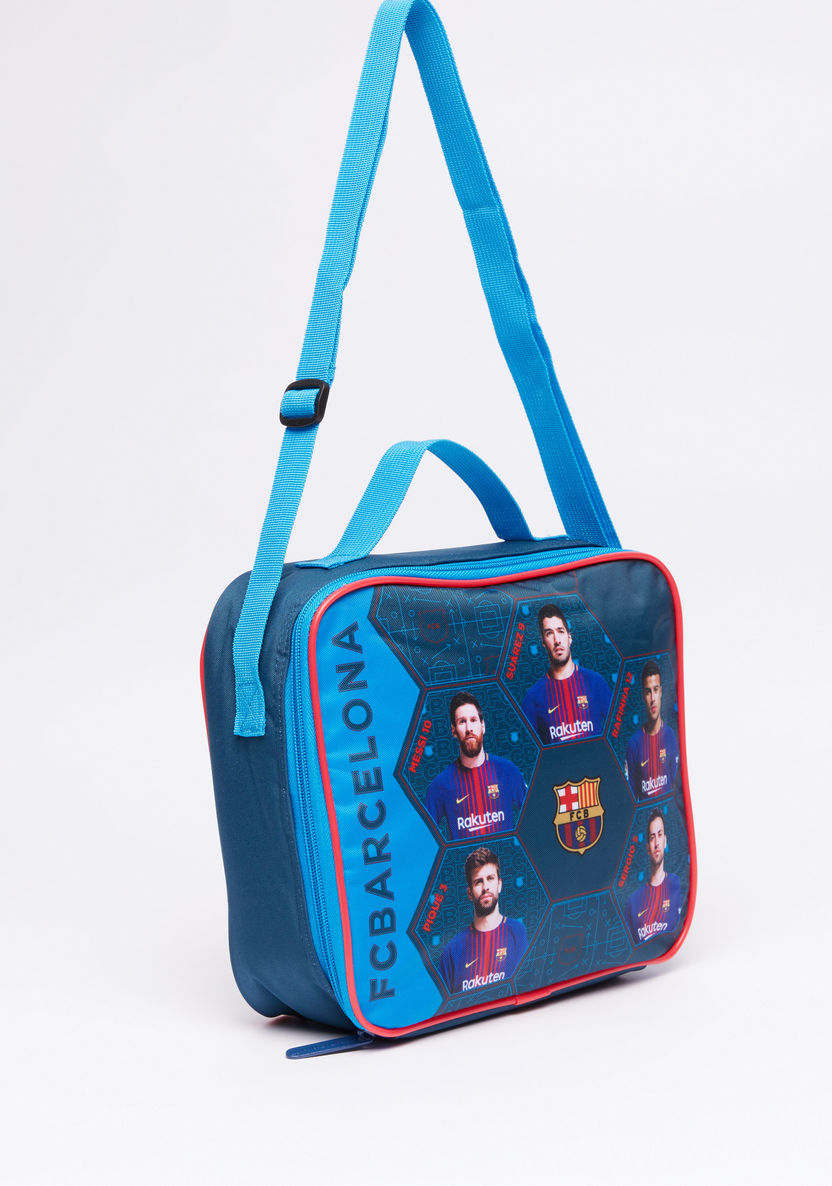 FC Barcelona Printed Lunch Bag with Zip Closure and Strap-Lunch Bags-image-1