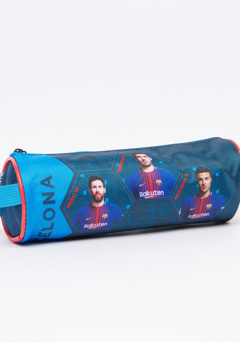 FC Barcelona Printed Pencil Case with Zip Closure-Pencil Cases-image-0