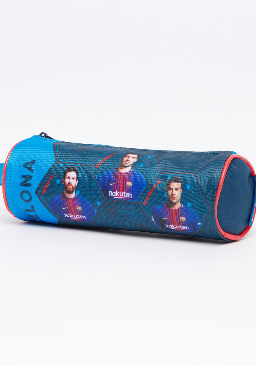 FC Barcelona Printed Pencil Case with Zip Closure-Pencil Cases-image-1