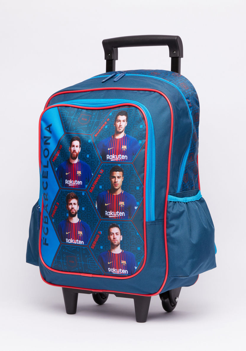 FC Barcelona Printed Trolley Backpack with Zip Closure-Trolleys-image-0