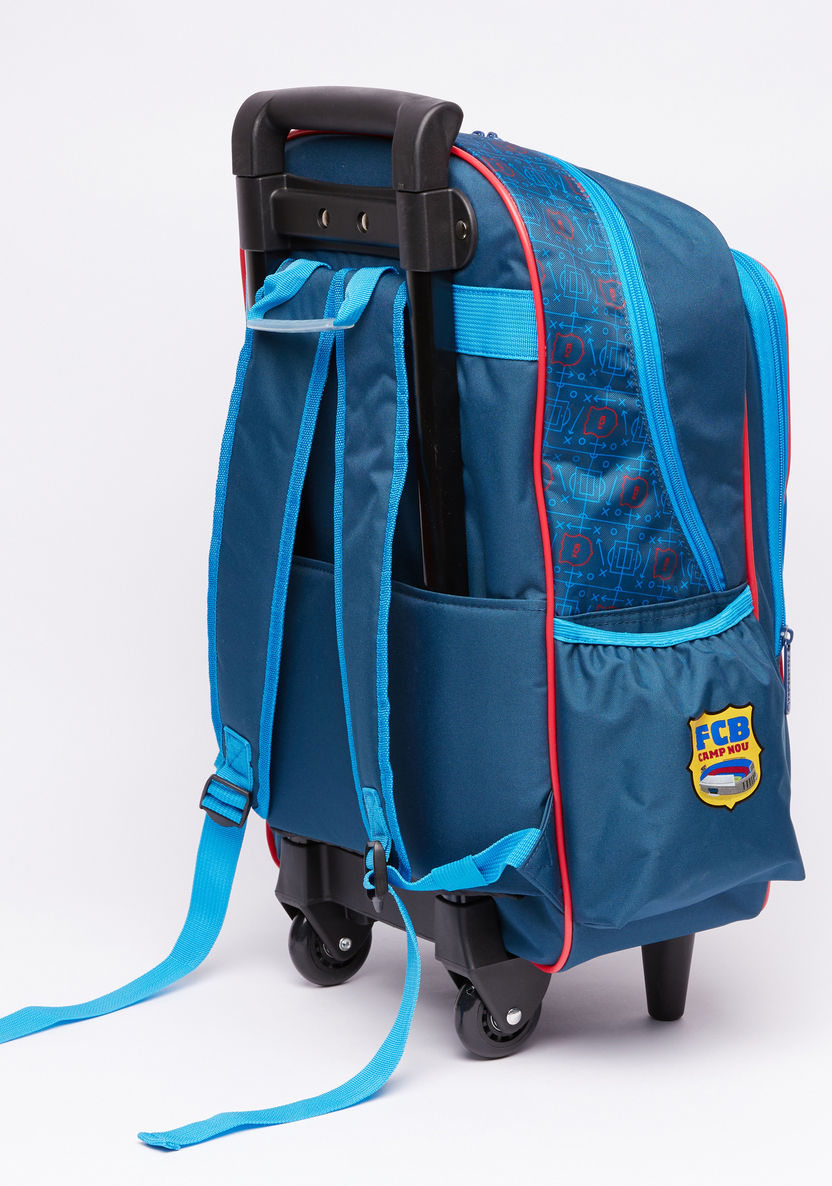 FC Barcelona Printed Trolley Backpack with Zip Closure-Trolleys-image-1
