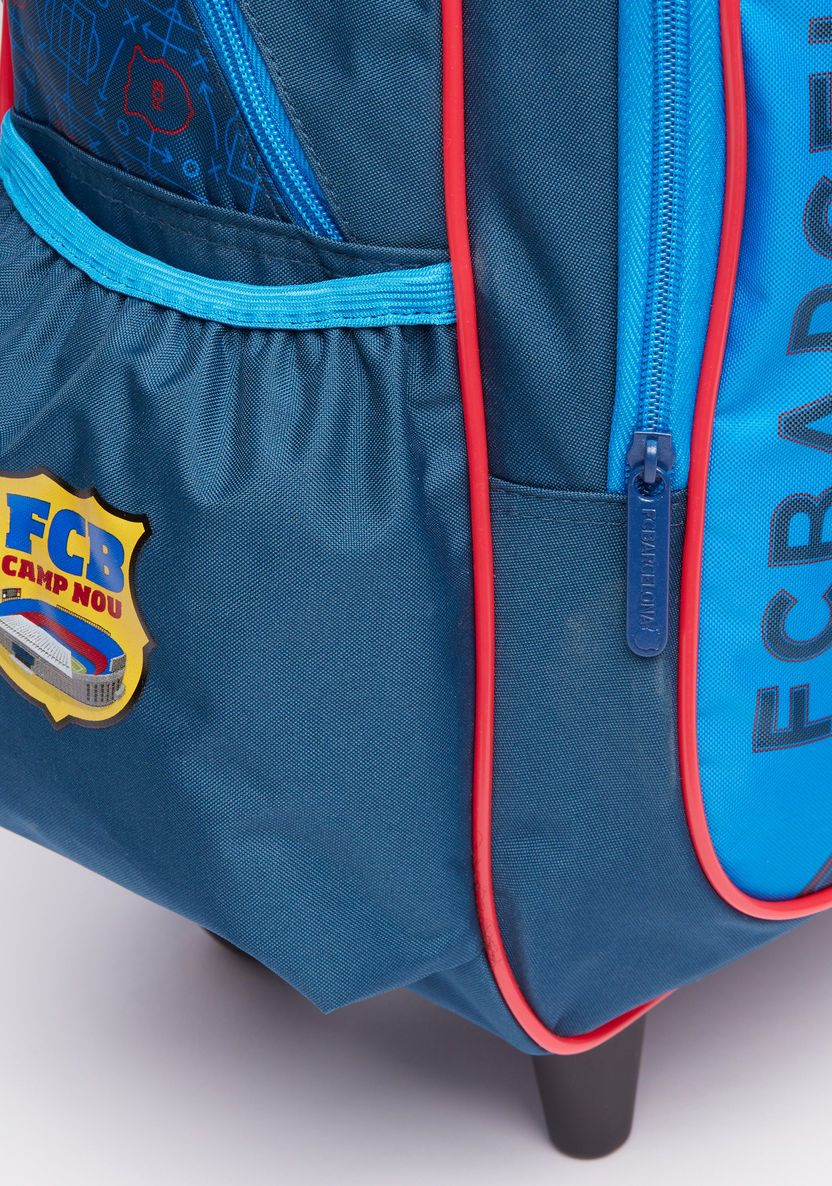 FC Barcelona Printed Trolley Backpack with Zip Closure-Trolleys-image-2