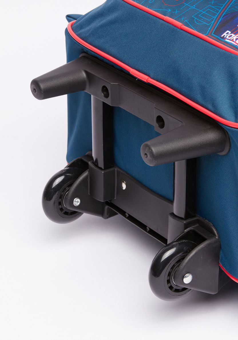 FC Barcelona Printed Trolley Backpack with Zip Closure-Trolleys-image-3