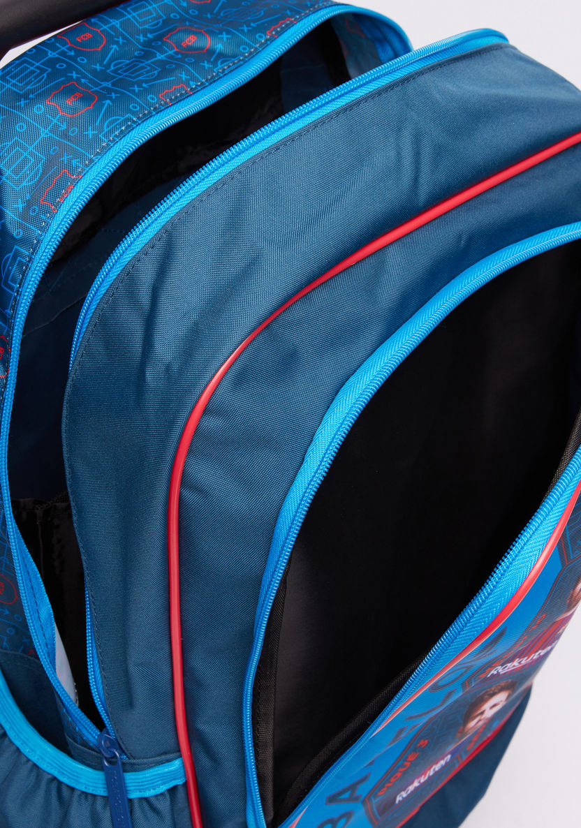 FC Barcelona Printed Trolley Backpack with Zip Closure-Trolleys-image-4