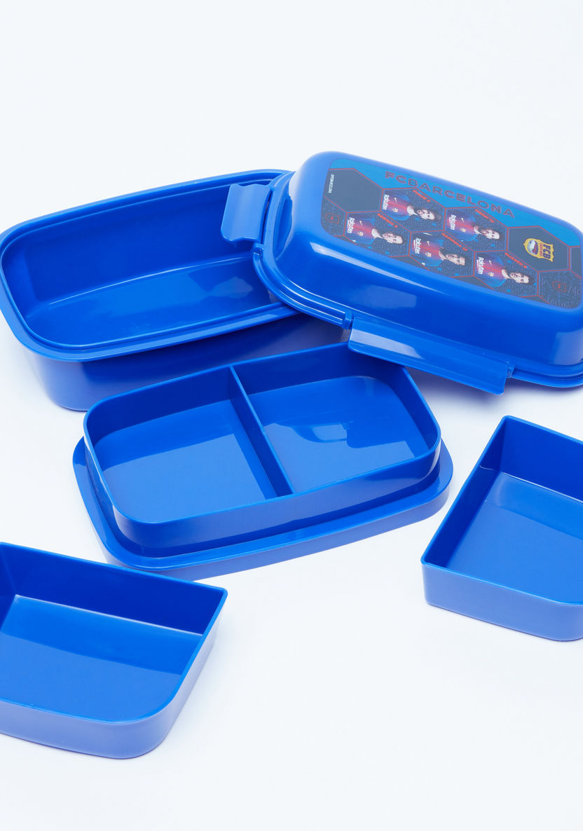 FC Barcelona Printed Lunchbox with 3 Trays and Clip Closures-Lunch Boxes-image-1