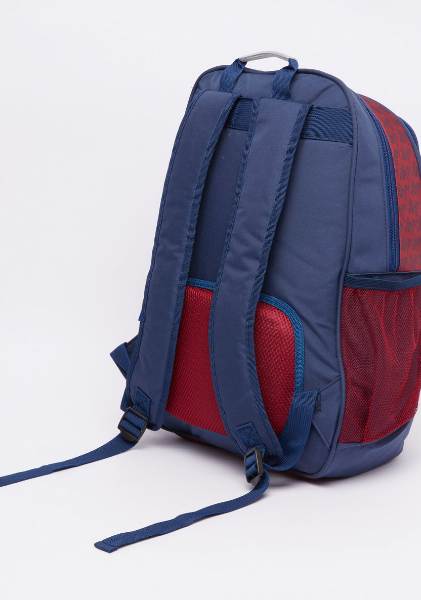 FCB Printed Backpack with Zip Closure-Backpacks-image-1