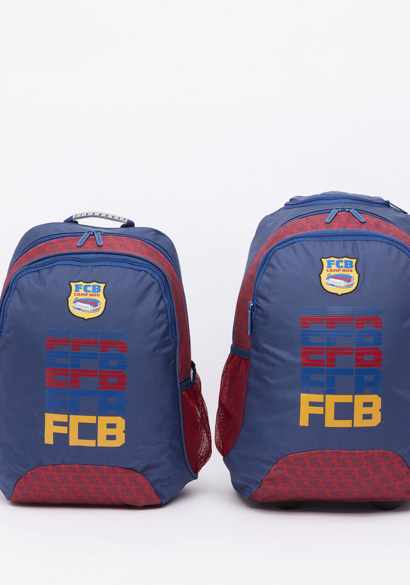 FCB Printed Backpack with Zip Closure-Backpacks-image-4