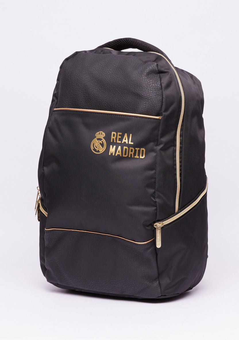 Real Madrid Printed Backpack with Zip Closure-Backpacks-image-0