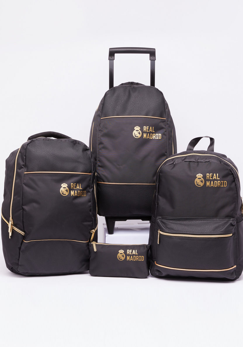 Real Madrid Printed Backpack with Zip Closure-Backpacks-image-4