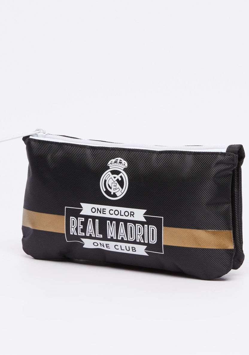 Real Madrid Printed Pencil Case with Zip Closure-Pencil Cases-image-0