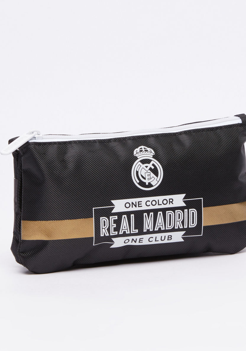 Real Madrid Printed Pencil Case with Zip Closure-Pencil Cases-image-1