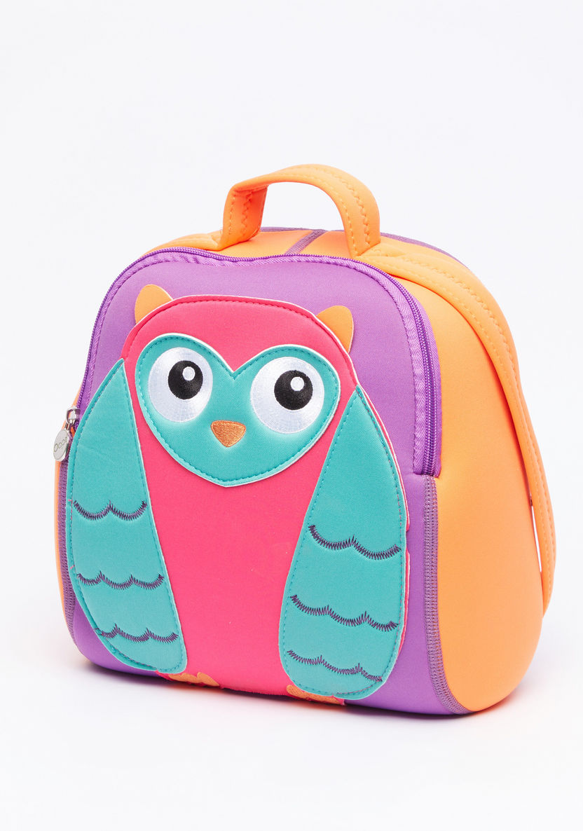 OOPS Owl Printed Backpack with Zip Closure-Backpacks-image-0