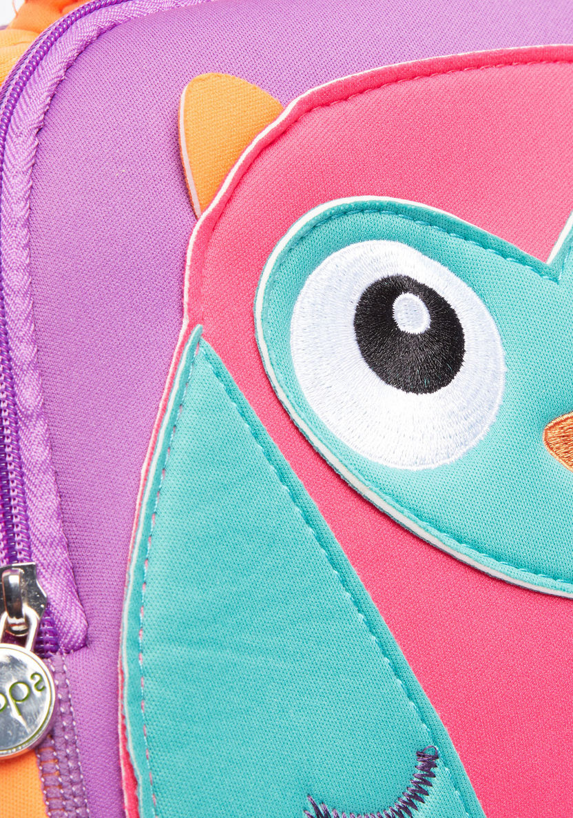 OOPS Owl Printed Backpack with Zip Closure-Backpacks-image-2