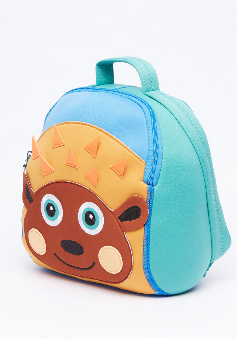 OOPS Hedgehog Printed Backpack with Zip Closure-Backpacks-image-0