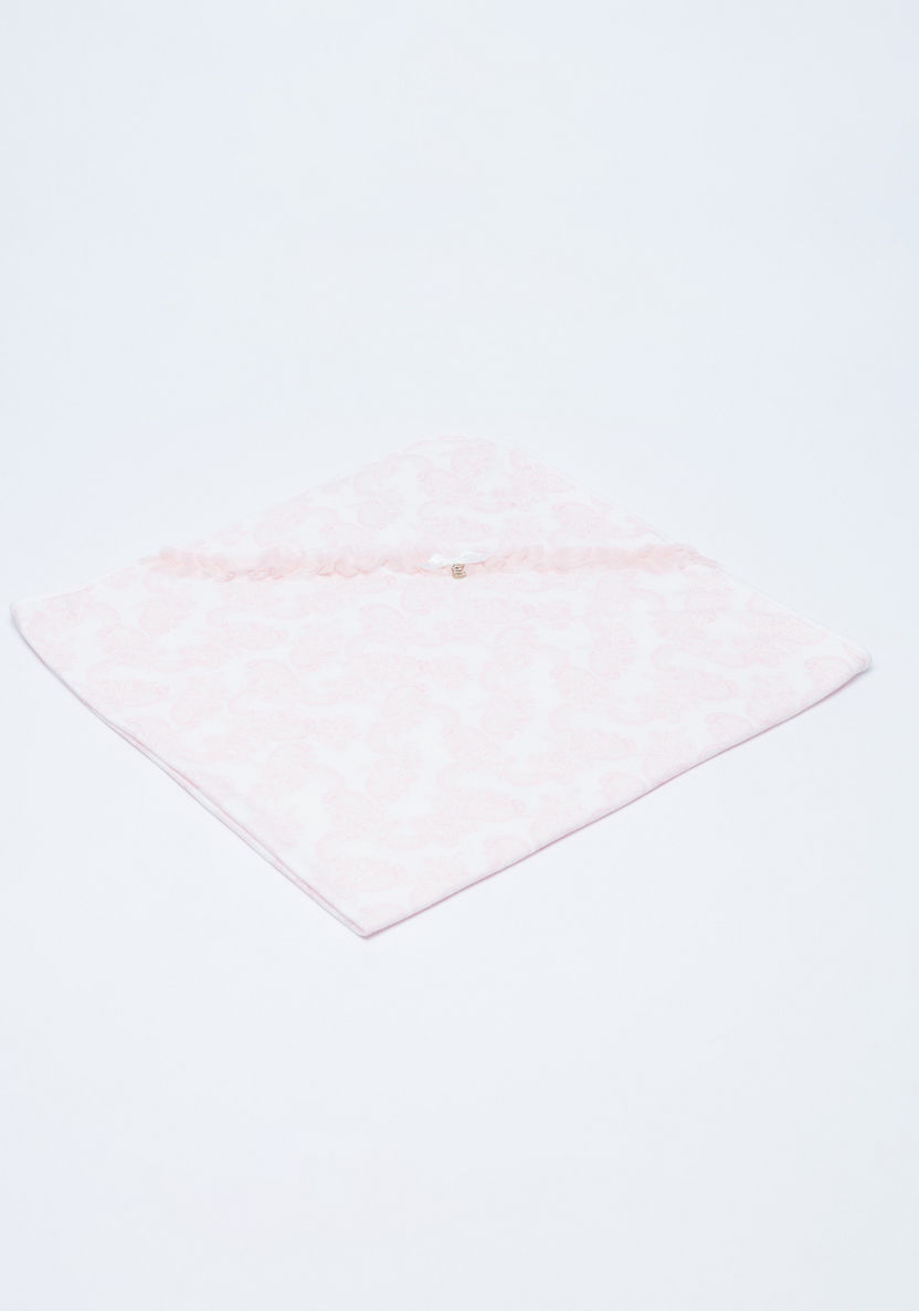 Giggles Printed Receiving Blanket with Bow Applique - 78x78 cms-Receiving Blankets-image-0