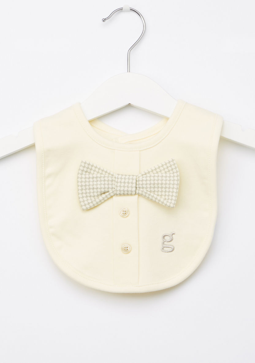 Giggles Printed Bow Applique Bib with Snap Closure-Accessories-image-0