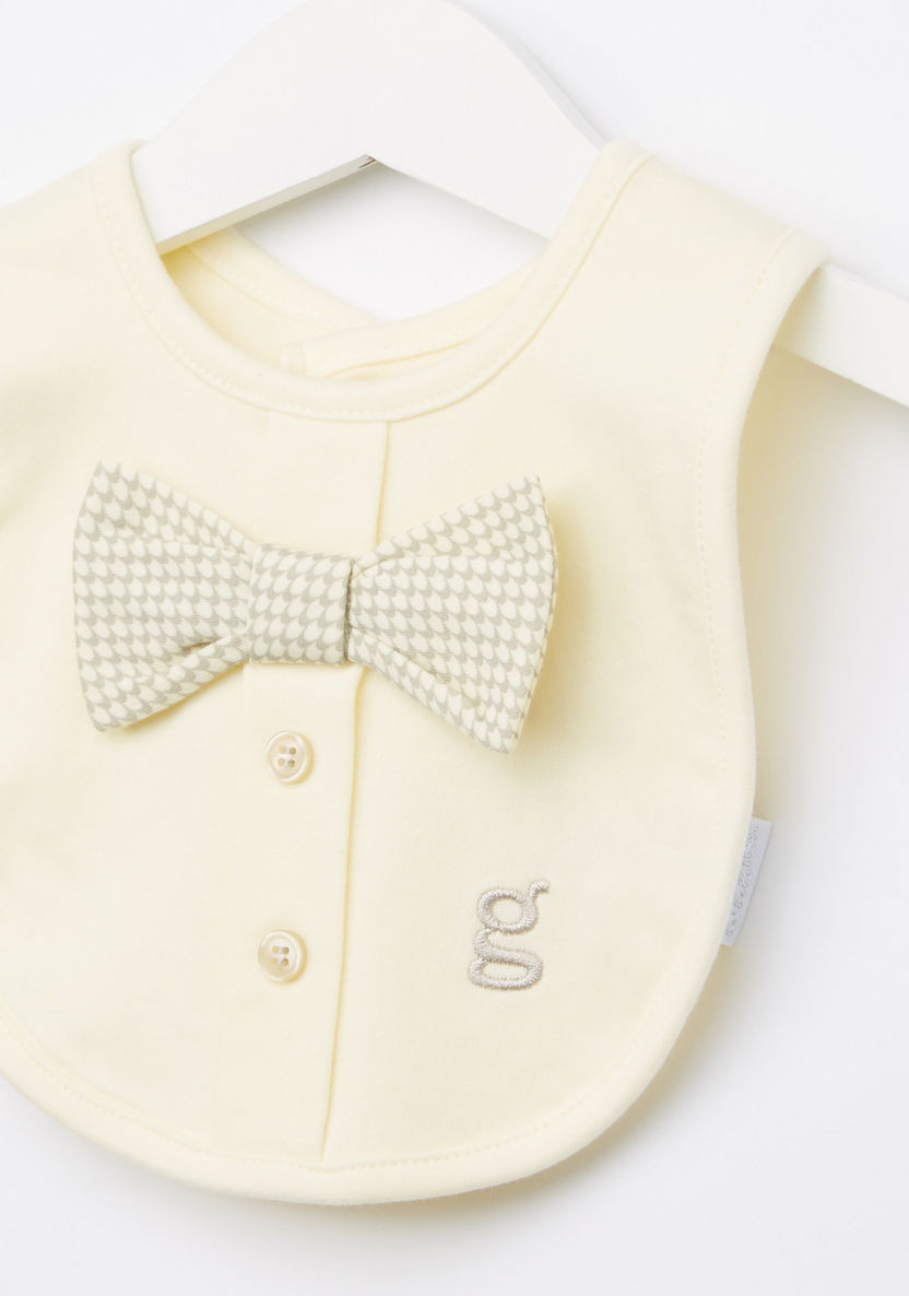 Giggles Printed Bow Applique Bib with Snap Closure-Accessories-image-1
