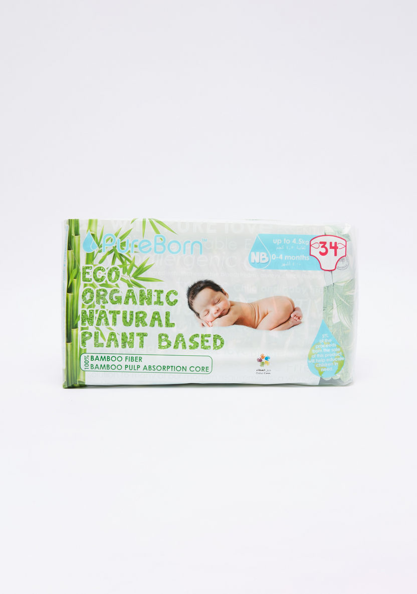 Pure Born Size 1 Eco Organic Natural Plant Based 34-Diapers Pack - Up to 4.5 kgs-Disposable-image-2