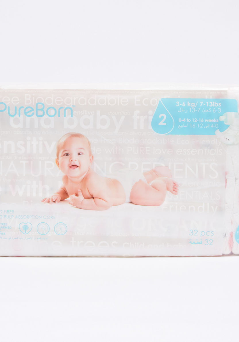 Pure Born Size 2, 32-Diapers Pack - 3-6 kgs-Disposable-image-2